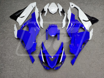 (IN STOCK) Kawasaki ZX6R 2024-2026 Gloss Blue & White with Black ABS Fairings | Monster Fairings