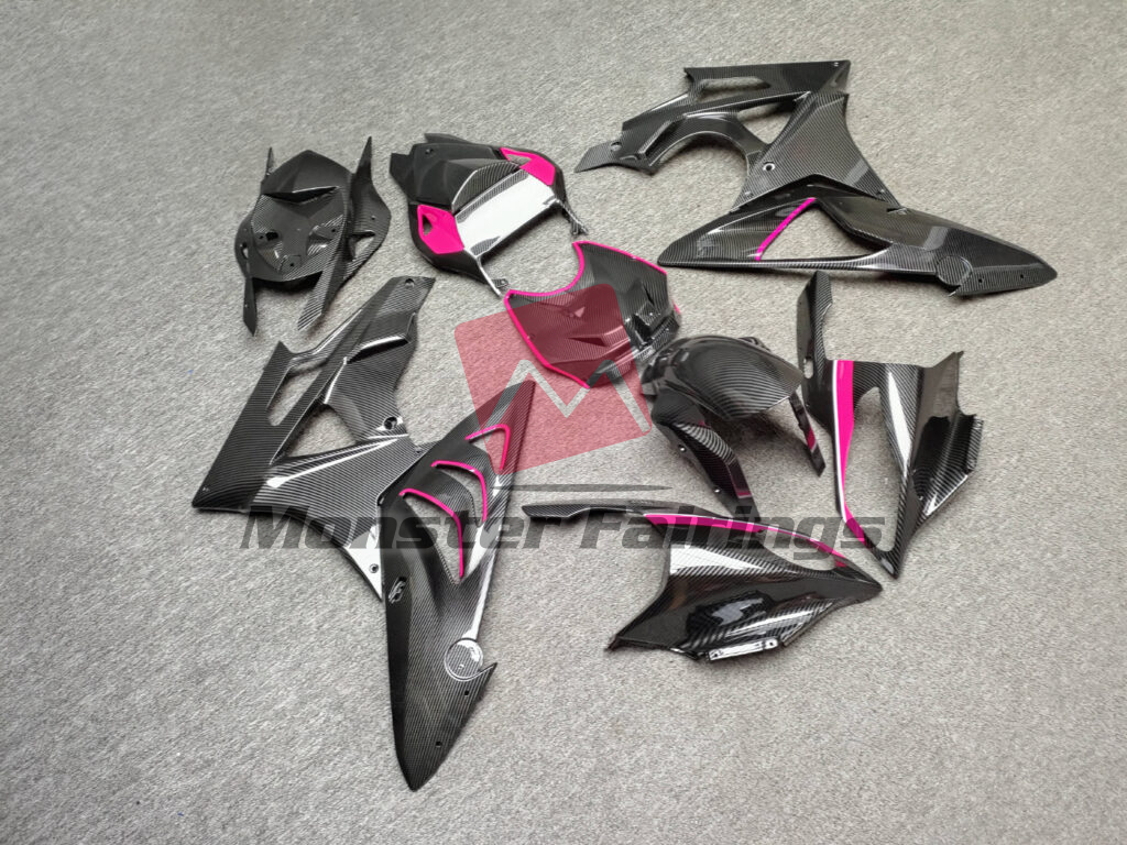 Gloss Carbon Fiber Style With Pink ABS fairings for BMW S1000RR 2009 - 2014 - premium OEM fit kit by Monster Fairings