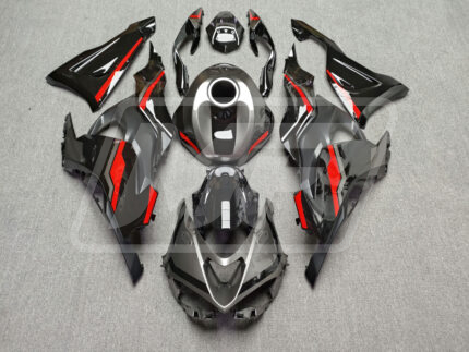Kawasaki ZX6R 2024-2025 Gloss Black & Gray with Red ABS Fairings | Monster Fairings