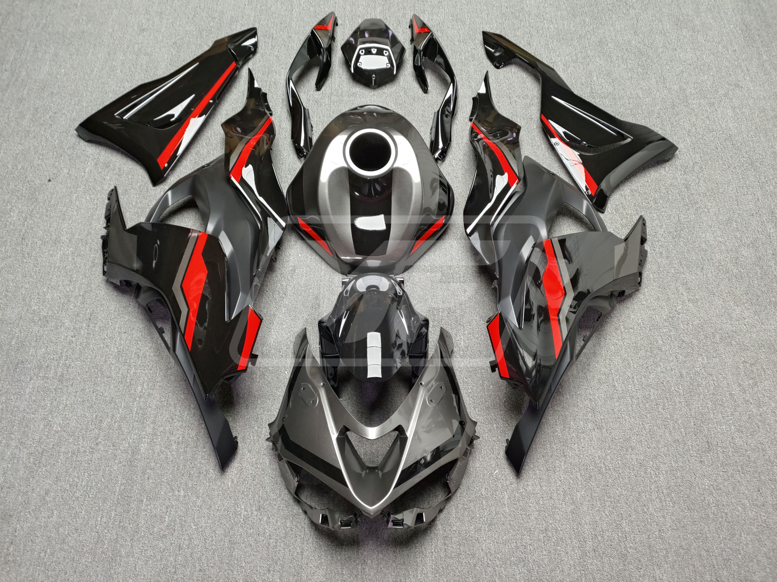 Kawasaki ZX6R 2024-2026 Gloss Black & Gray with Red ABS