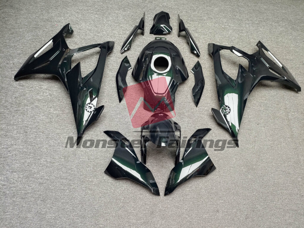BMW S1000RR 2019 - 2022 Gloss Midnight Green Metallic ABS fairings - custom motorcycle bodywork kit by Monster Fairings