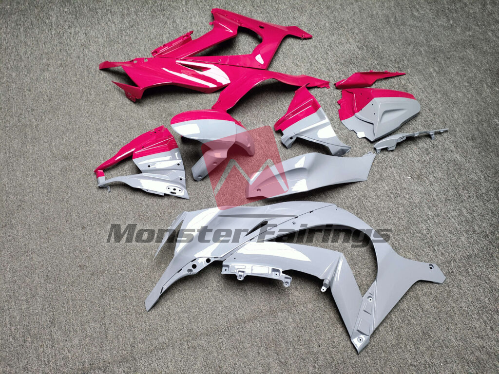 2011 - 2015 Kawasaki ZX10R Gloss Nardo Gray & Pink Split fairing set - ABS injection, custom painted by Monster Fairings