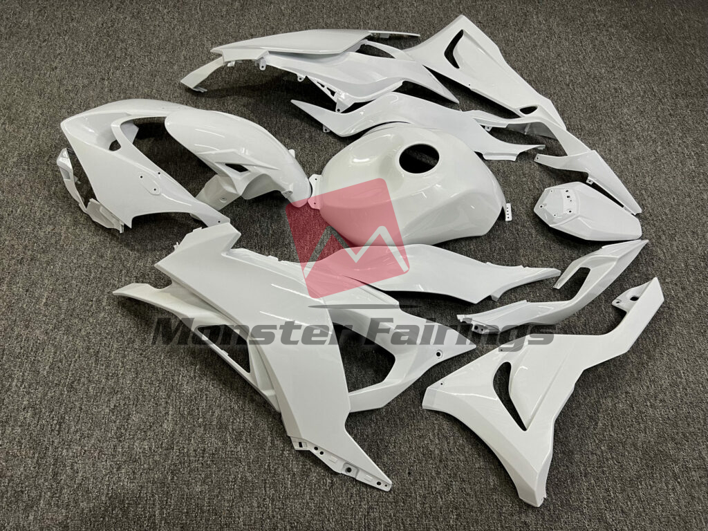 2024 - 2025 Kawasaki ZX6R Gloss White fairing set - ABS injection, custom painted by Monster Fairings