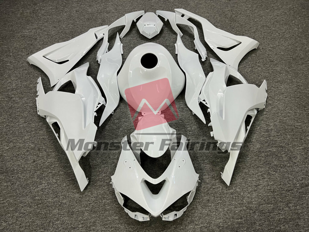 Kawasaki ZX6R 2024 - 2025 Gloss White ABS fairings - custom motorcycle bodywork kit by Monster Fairings
