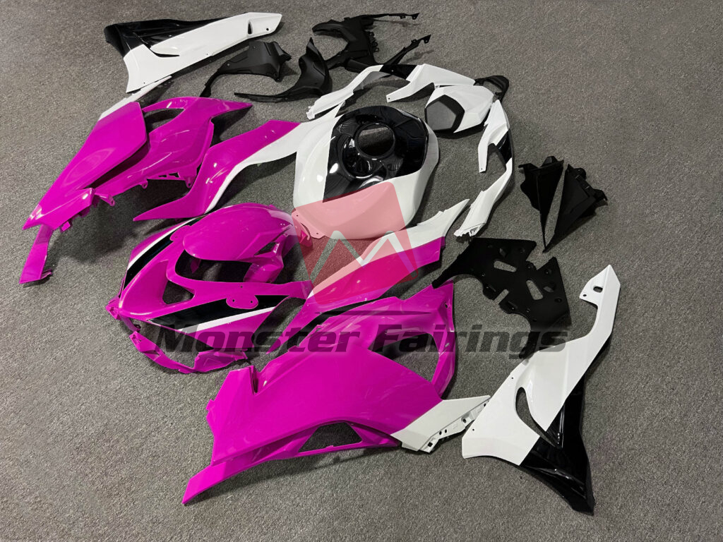 Gloss Pink & White with Black ABS fairings for Kawasaki ZX6R 2024 - 2025 - premium OEM fit kit by Monster Fairings