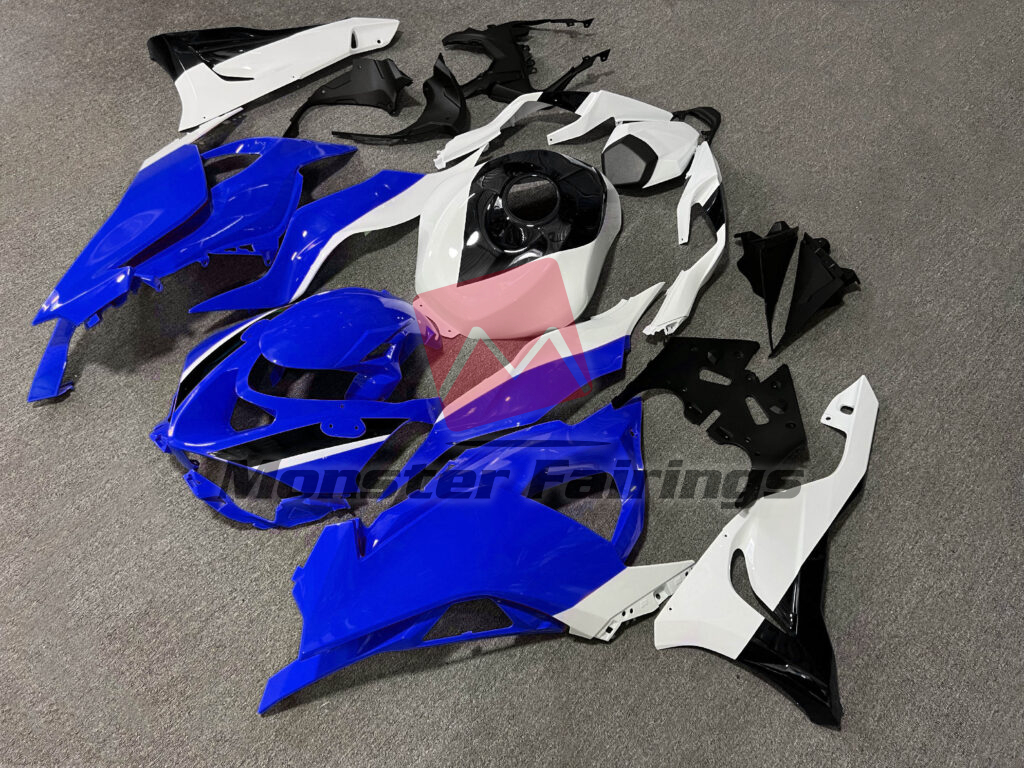 Gloss Blue & White with Black ABS fairings for Kawasaki ZX6R 2024 - 2025 - premium OEM fit kit by Monster Fairings