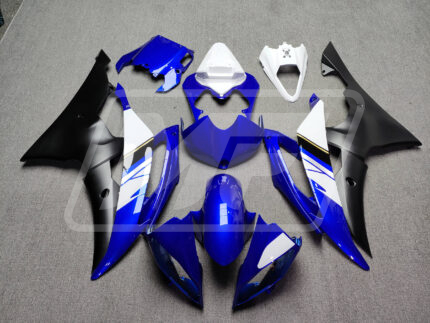 Yamaha R6 2008-2016 Gloss Deep Blue & Matte Black With White ABS Fairings | Monster Fairings