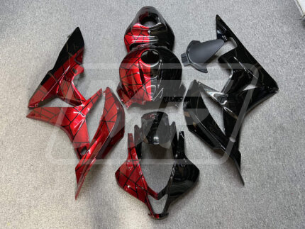 Honda CBR600RR 2007-2008 Gloss Candy Red & Black Pattern Split ABS Fairings | Monster Fairings