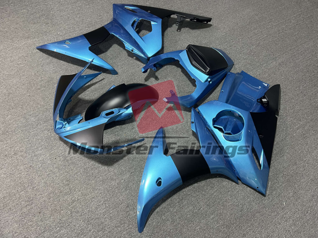 Gloss Electric Blue & Matte Black ABS fairings for Yamaha R6 2003 - 2004 - premium OEM fit kit by Monster Fairings
