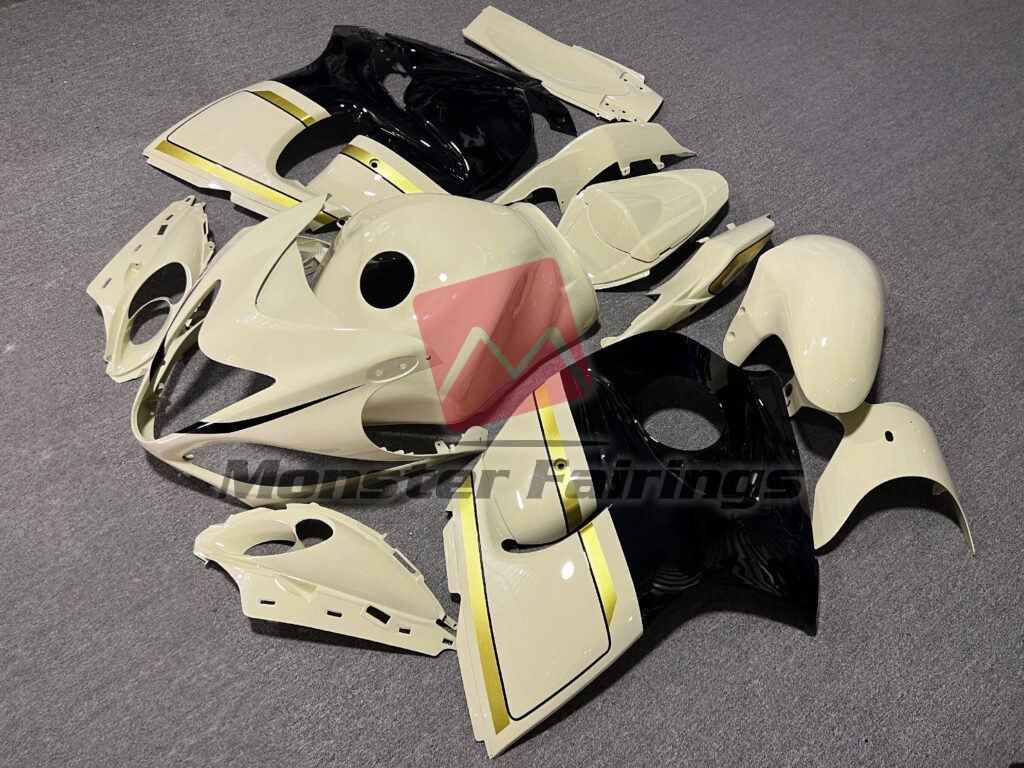 Suzuki GSXR 1300 custom ABS fairings 2008 - 2020 in Gloss Light Yellow & Black - durable replacement kit, Monster Fairings