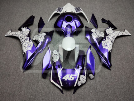 Yamaha R1 2020-2025 Gloss Purple & White with Roses ABS Fairings | Monster Fairings