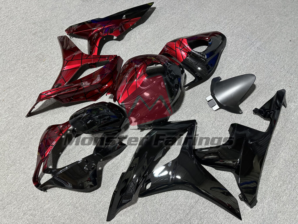 Honda CBR600RR custom ABS fairings 2007 - 2008 in Gloss Candy Red & Black Pattern Split - durable replacement kit, Monster Fairings