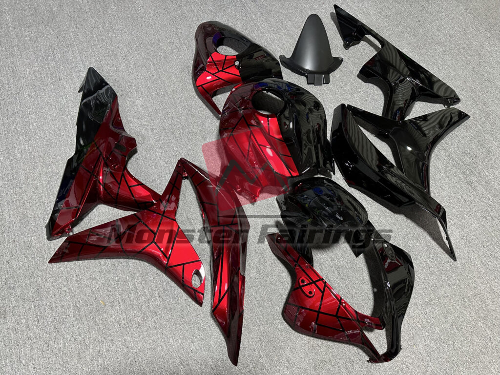 Gloss Candy Red & Black Pattern Split ABS fairings for Honda CBR600RR 2007 - 2008 - premium OEM fit kit by Monster Fairings