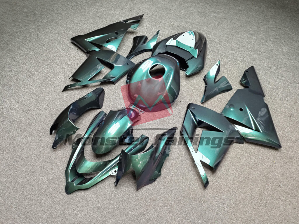 2004 - 2005 Kawasaki ZX10R Gloss Emerald Green fairing set - ABS injection, custom painted by Monster Fairings