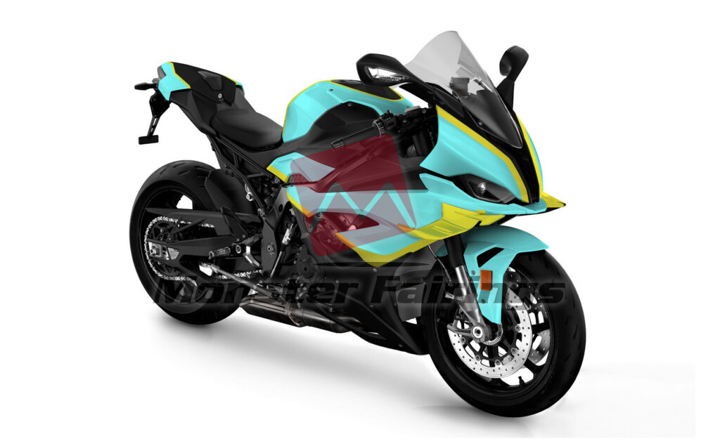 Gloss Teal & Black With High Vis Yellow ABS fairings for BMW S1000RR 2023 - 2024 - premium OEM fit kit by Monster Fairings