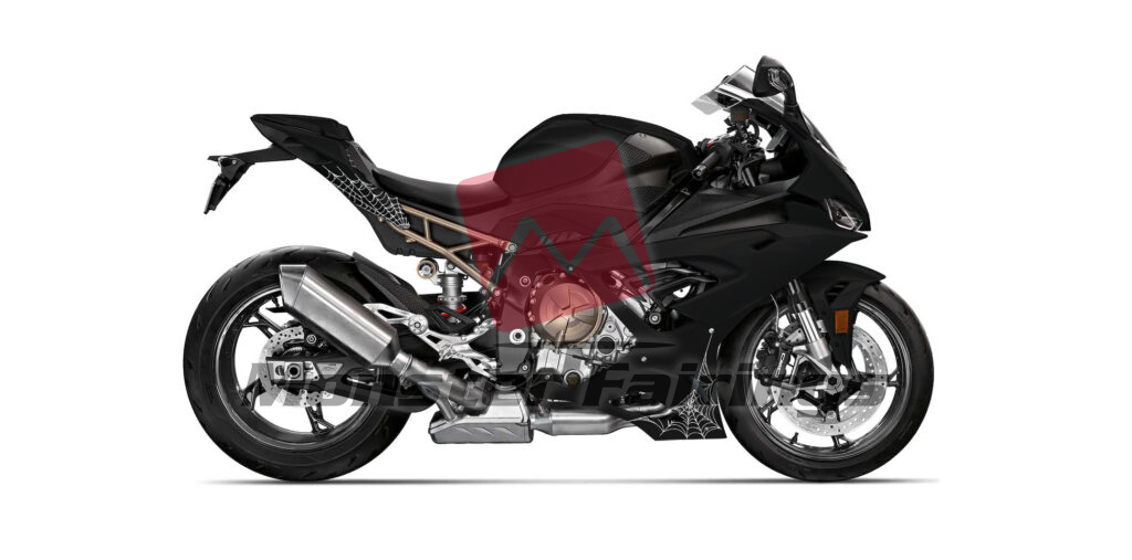 Gloss Black With White Spider Web ABS fairings for BMW S1000RR 2019 - 2022 - premium OEM fit kit by Monster Fairings