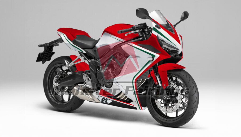 Gloss White With Red & Green ABS fairings for Honda CBR650R 2021 - 2023 - premium OEM fit kit by Monster Fairings