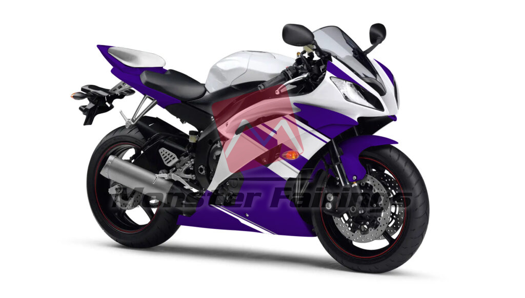 Gloss White With Purple ABS fairings for Yamaha R6 2008 - 2016 - premium OEM fit kit by Monster Fairings