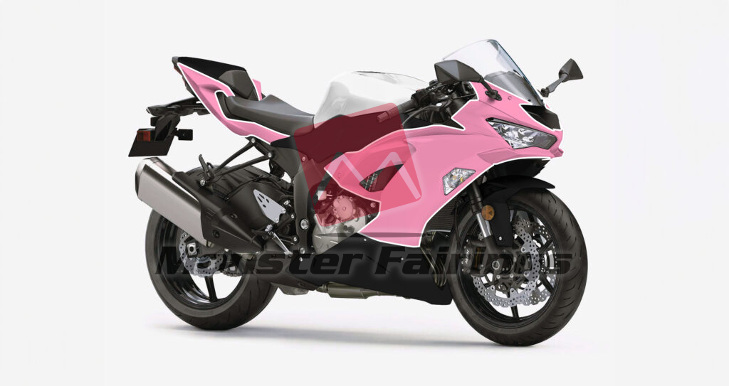 Gloss Pink With White & Black ABS fairings for Kawasaki ZX6R 2019 - 2023 - premium OEM fit kit by Monster Fairings