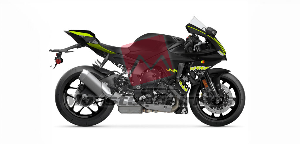 Gloss Black & High Vis Yellow With Carbon Fiber Style Shark ABS fairings for Yamaha R1 2020 - 2025 - premium OEM fit kit by Monster Fairings