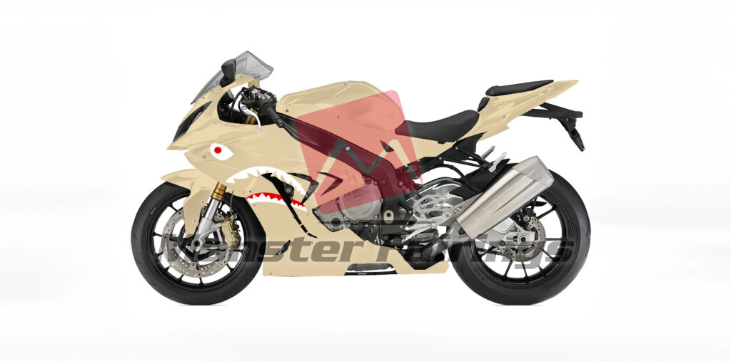 BMW S1000RR custom ABS fairings 2009 - 2014 in Gloss Desert Tan & Burnt Orange Camo Shark Split - durable replacement kit, Monster Fairings