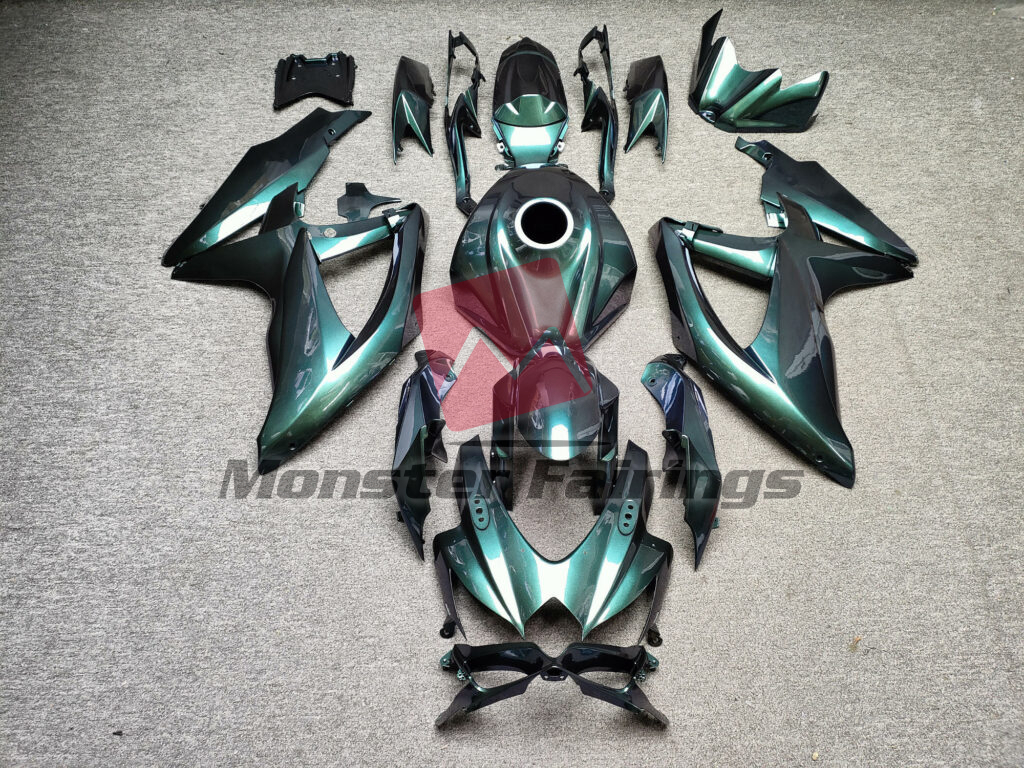 Suzuki GSXR 600 - 750 2008 - 2010 Gloss Green Chameleon ABS fairings - custom motorcycle bodywork kit by Monster Fairings