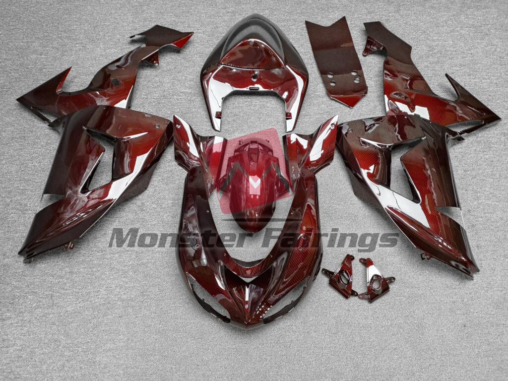 Kawasaki ZX10R 2006 - 2007 Gloss Red Carbon Fiber Style ABS fairings - custom motorcycle bodywork kit by Monster Fairings