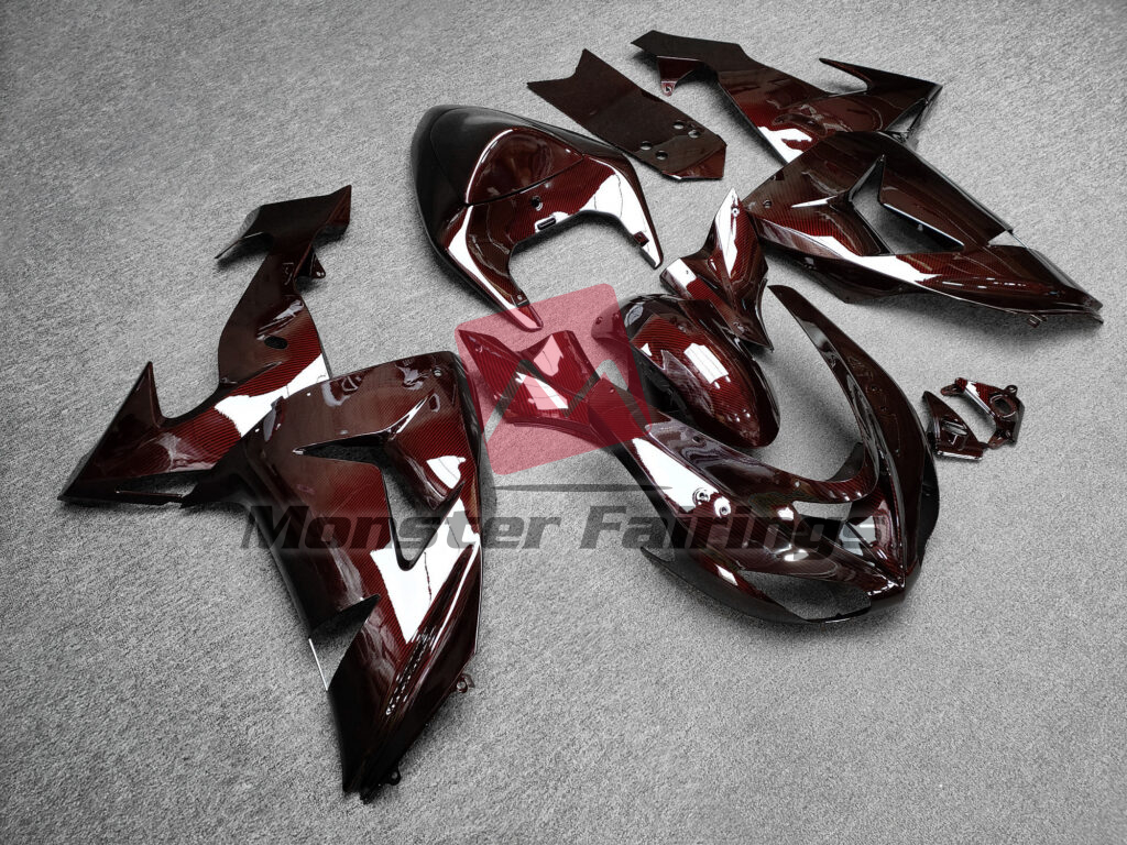 Kawasaki ZX10R custom ABS fairings 2006 - 2007 in Gloss Red Carbon Fiber Style - durable replacement kit, Monster Fairings