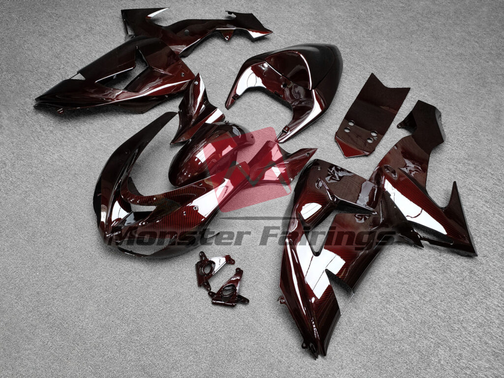 Gloss Red Carbon Fiber Style ABS fairings for Kawasaki ZX10R 2006 - 2007 - premium OEM fit kit by Monster Fairings