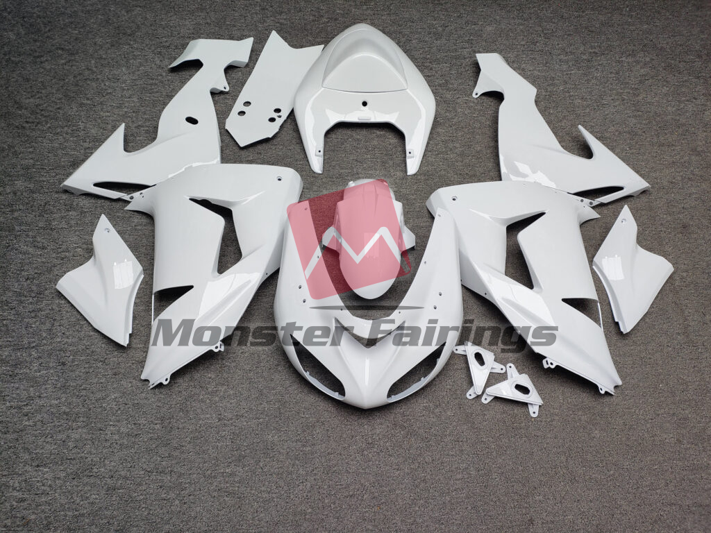 Kawasaki ZX10R 2006 - 2007 Gloss White Plain ABS fairings - custom motorcycle bodywork kit by Monster Fairings