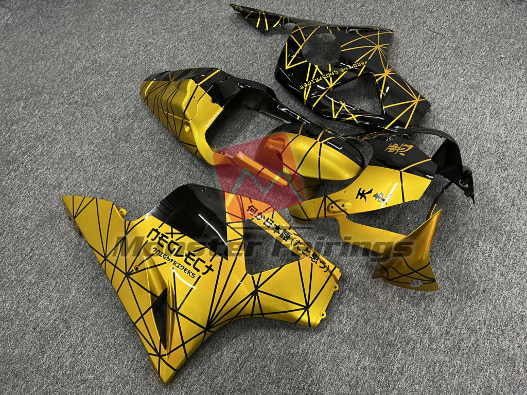 Honda CBR954RR custom ABS fairings 2002 - 2003 in Gloss Black & Gold Pattern Split - durable replacement kit, Monster Fairings