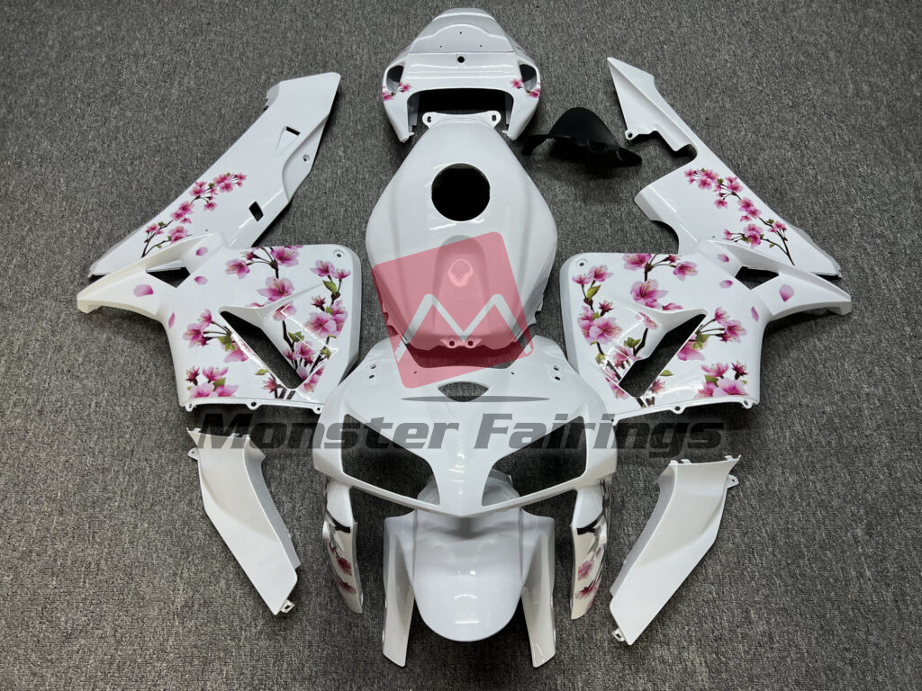 Honda CBR600RR 2005 - 2006 Gloss White Cherry Blossom ABS fairings - custom motorcycle bodywork kit by Monster Fairings