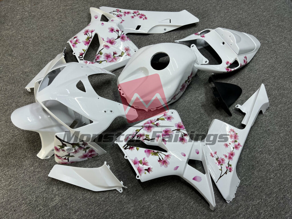 Gloss White Cherry Blossom ABS fairings for Honda CBR600RR 2005 - 2006 - premium OEM fit kit by Monster Fairings