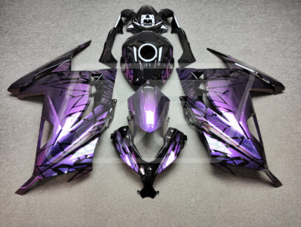 Kawasaki Ninja 300 2013-2022 Gloss Purple & Blue Iridescent & Black Shattered ABS Fairings | Monster Fairings