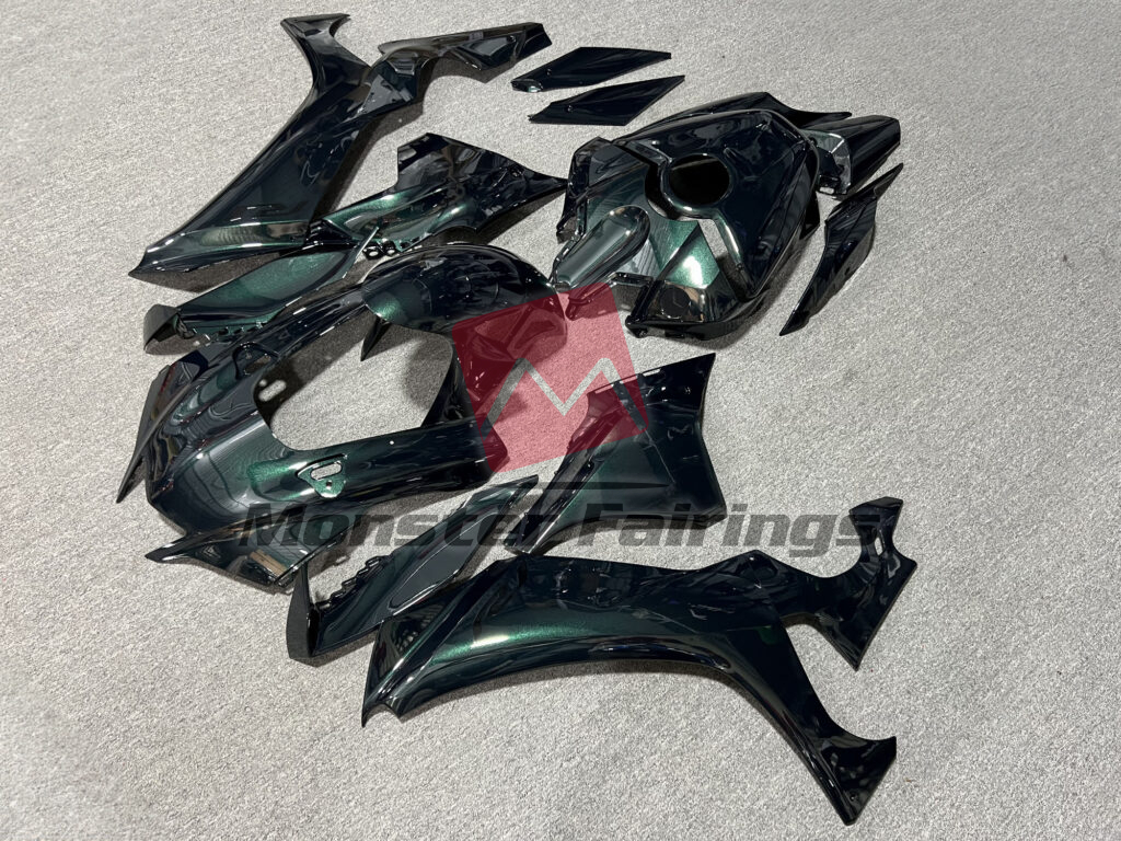 Yamaha R1 custom ABS fairings 2020 - 2025 in Gloss Dark Metallic Green - durable replacement kit, Monster Fairings