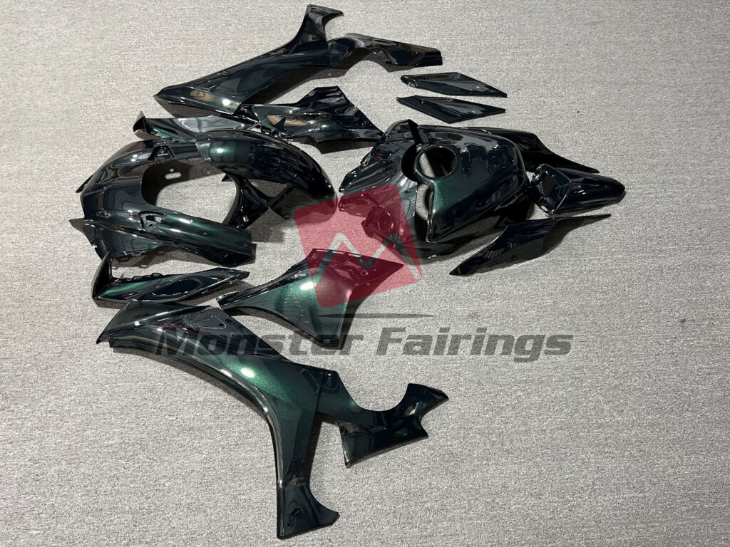 2020 - 2025 Yamaha R1 Gloss Dark Metallic Green fairing set - ABS injection, custom painted by Monster Fairings