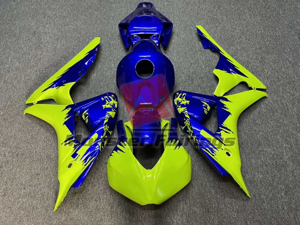 Honda CBR1000RR 2006 - 2007 Gloss Blue With High Vis Yellow Race ABS fairings - custom motorcycle bodywork kit by Monster Fairings