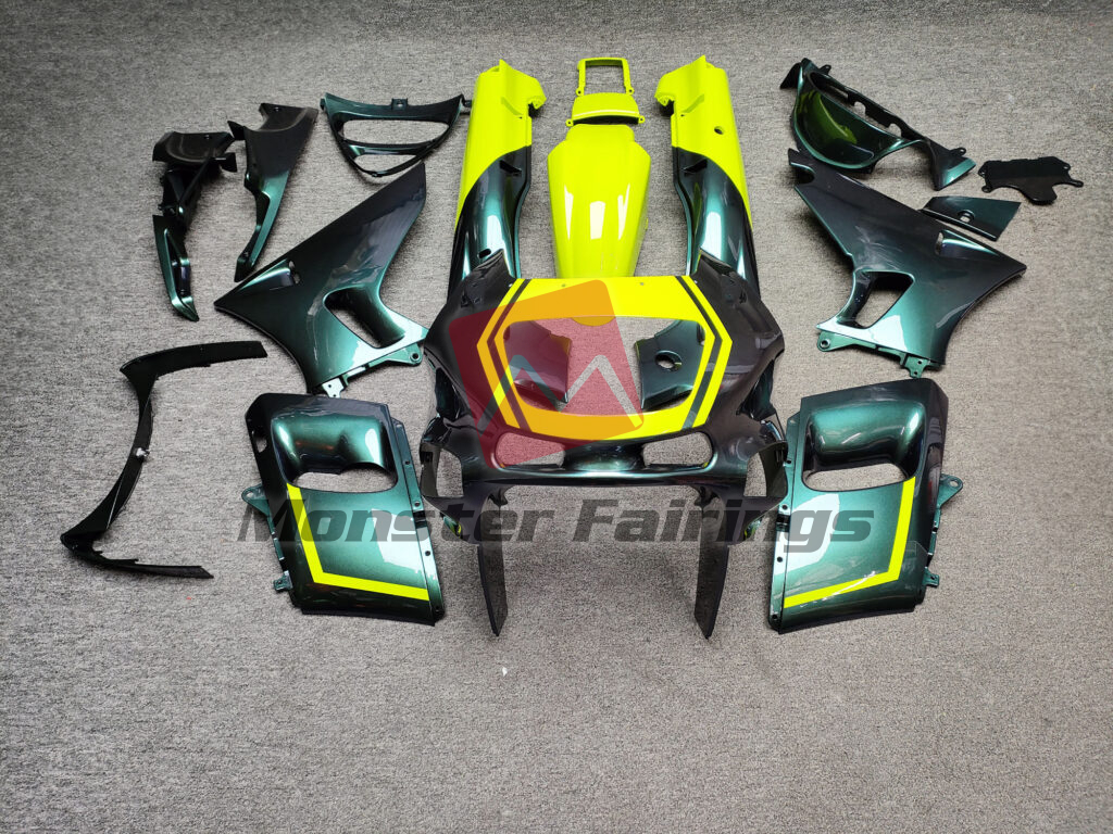 Kawasaki ZZR400/600 1993 - 2007 Gloss Green With High Vis Yellow ABS fairings - custom motorcycle bodywork kit by Monster Fairings
