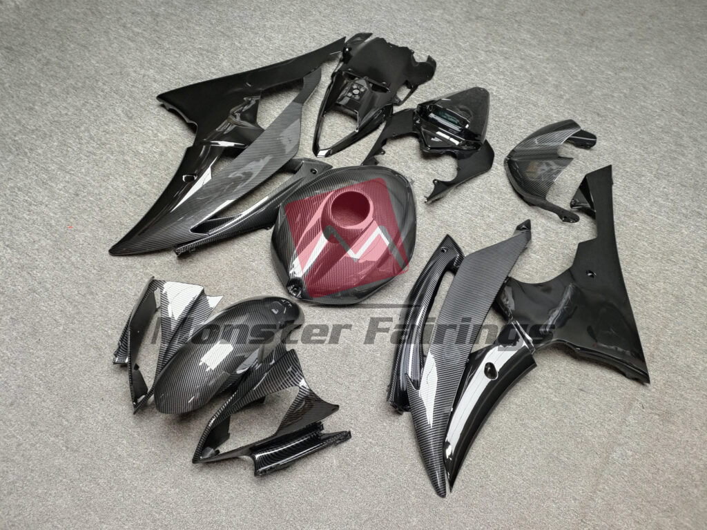 Gloss Carbon Fiber Style With Black ABS fairings for Yamaha R6 2008 - 2016 - premium OEM fit kit by Monster Fairings