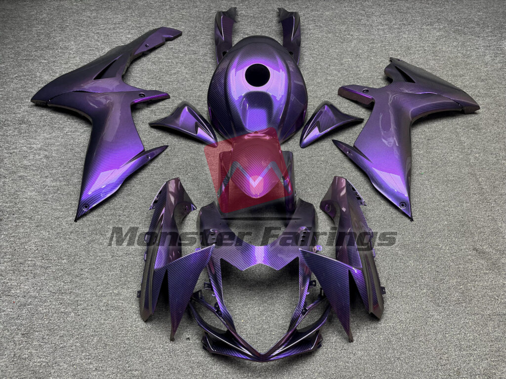 Suzuki GSXR 600 - 750 2011 - 2025 Gloss Purple Carbon Fiber Style ABS fairings - custom motorcycle bodywork kit by Monster Fairings