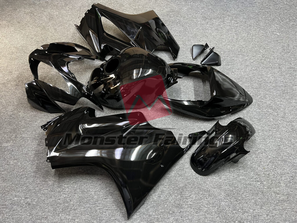 2002 - 2012 Honda VFR800 Gloss Black fairing set - ABS injection, custom painted by Monster Fairings