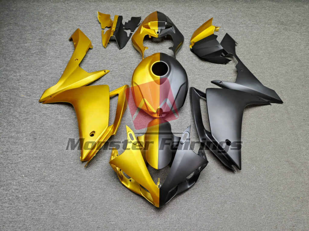 Yamaha R1 2007 - 2008 Matte Gold & Black Split ABS fairings - custom motorcycle bodywork kit by Monster Fairings