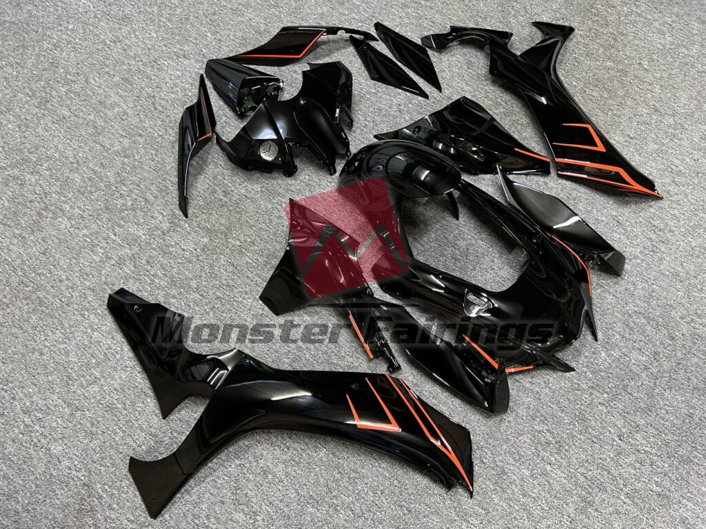 Yamaha R1 custom ABS fairings 2020 - 2025 in Gloss Black With Red - durable replacement kit, Monster Fairings
