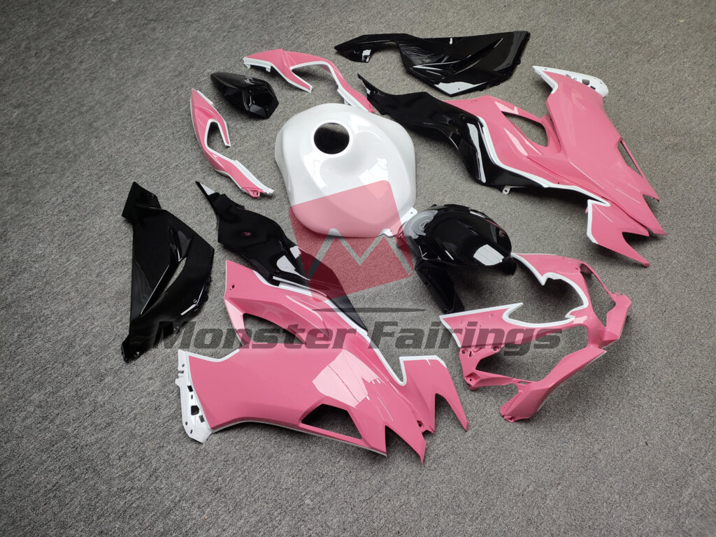 Kawasaki ZX6R custom ABS fairings 2019 - 2023 in Gloss Pink With White & Black - durable replacement kit, Monster Fairings