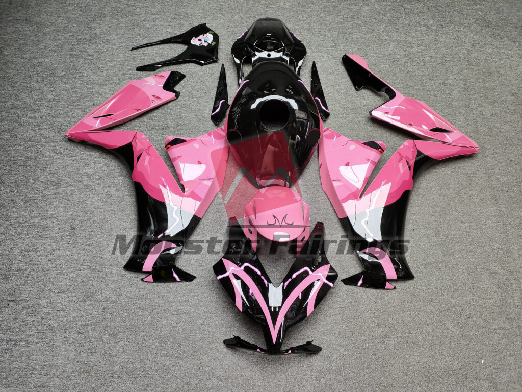 Honda CBR1000RR 2012 - 2016 Gloss Black & Pink Anime ABS fairings - custom motorcycle bodywork kit by Monster Fairings