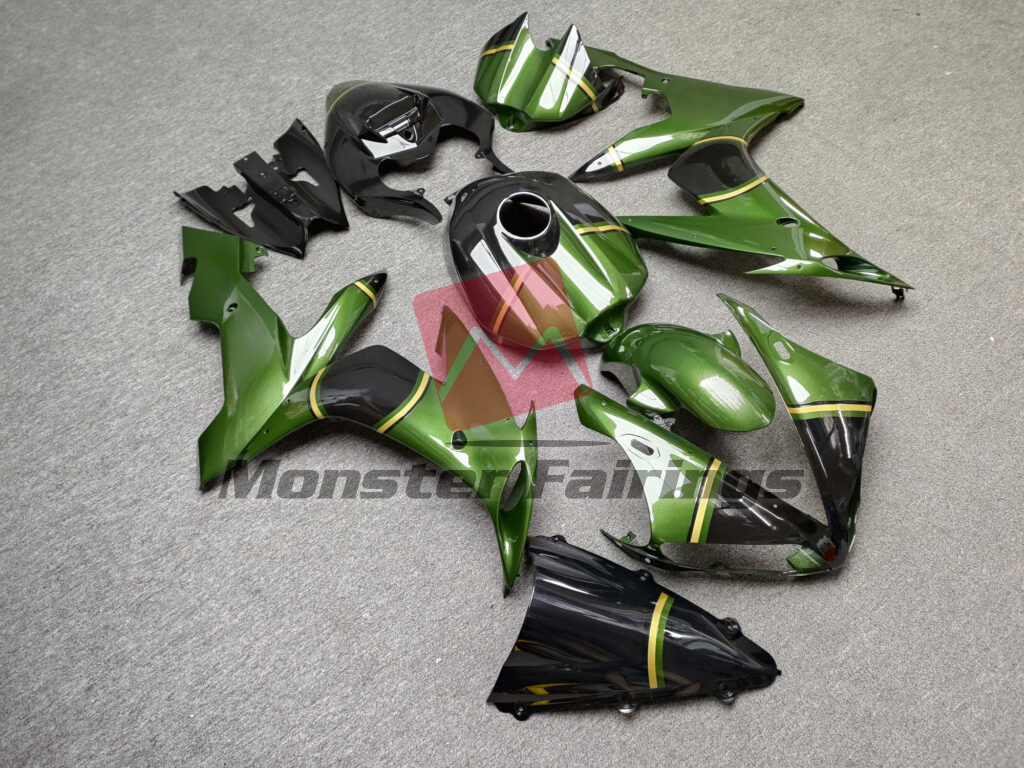 Gloss Green & Black With Gold ABS fairings for Yamaha R1 2004 - 2006 - premium OEM fit kit by Monster Fairings