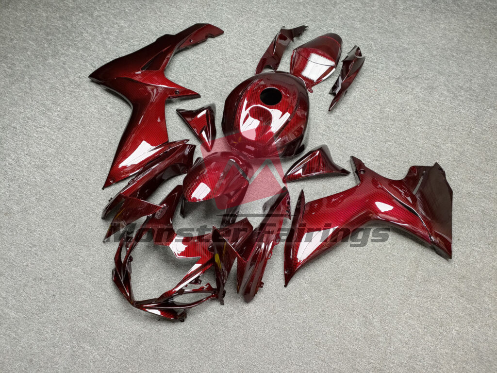Gloss Red Carbon Fiber Style ABS fairings for Suzuki GSXR 600 - 750 2011 - 2025 - premium OEM fit kit by Monster Fairings