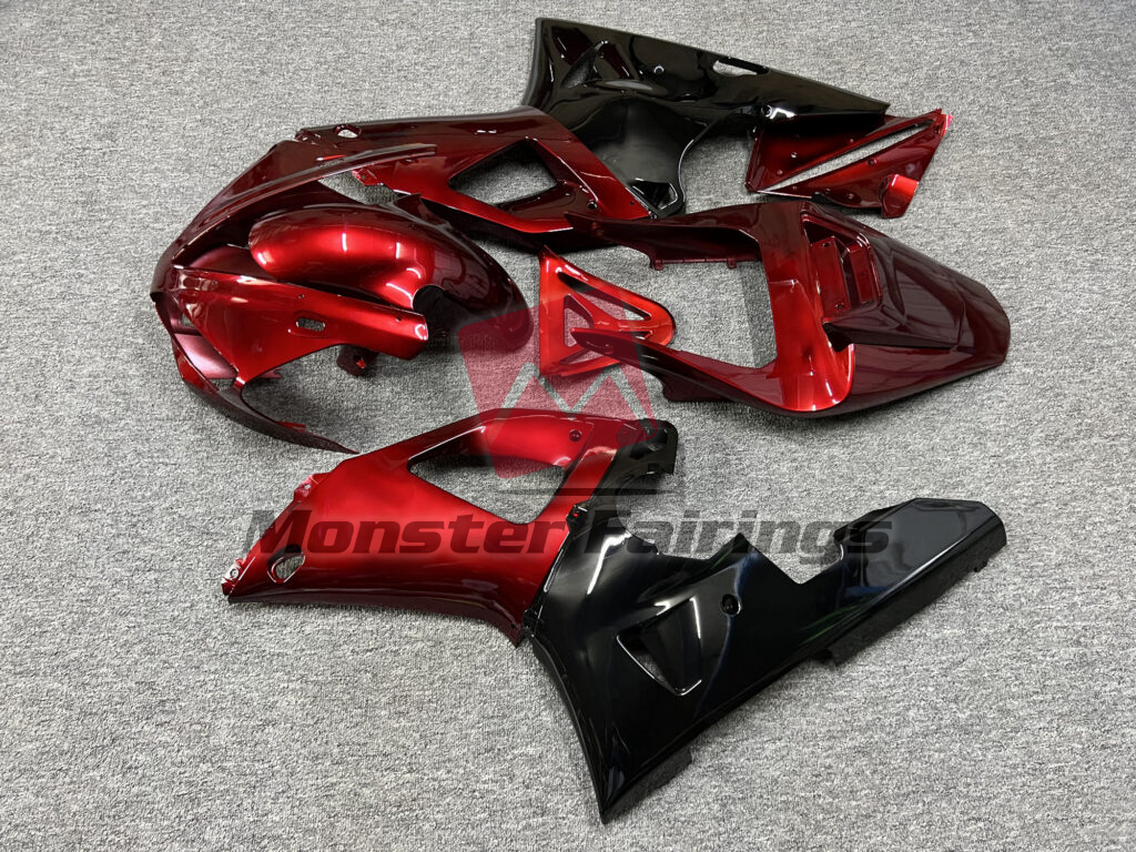 2000 - 2001 Yamaha R1 Gloss Fire Red & Black fairing set - ABS injection, custom painted by Monster Fairings