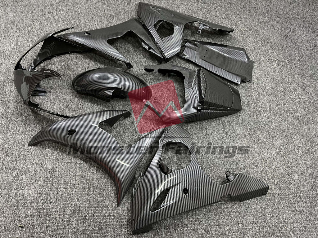 2003 - 2004 Yamaha R6 Gloss Carbon Fiber Style fairing set - ABS injection, custom painted by Monster Fairings