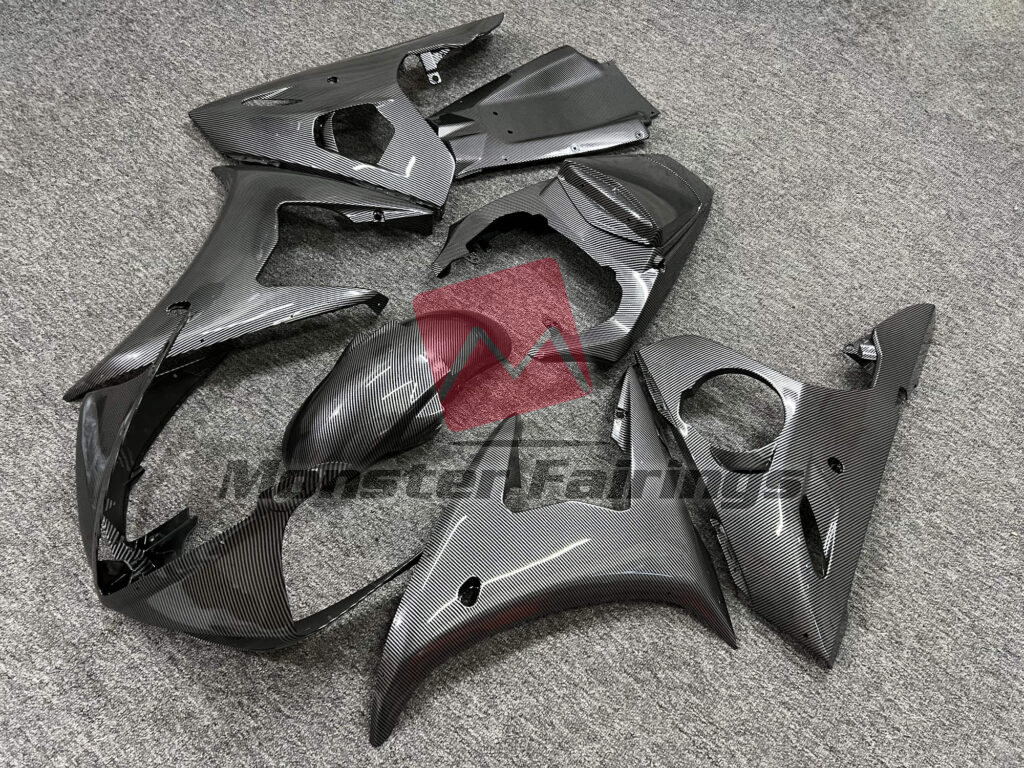 Gloss Carbon Fiber Style ABS fairings for Yamaha R6 2003 - 2004 - premium OEM fit kit by Monster Fairings